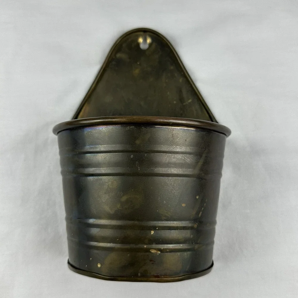 Vintage Brass Tone Wall Pocket Planter Mid Century Grandmillennial Cottagecore